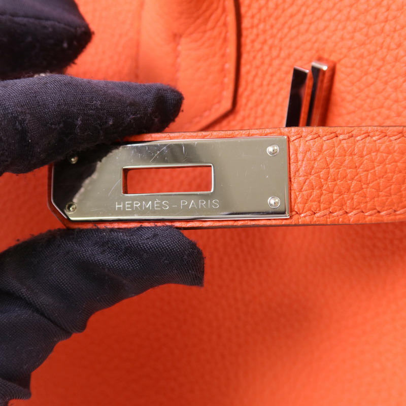 HERMES Togo皮革Birkin 30銀扣手挽袋Capucine-9