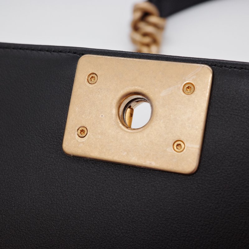 (專櫃19萬5)Chanel 香奈兒 Boy Chanel 黑色 牛皮 金扣 小號 口蓋包 翻蓋包 肩背包 鍊條包-15