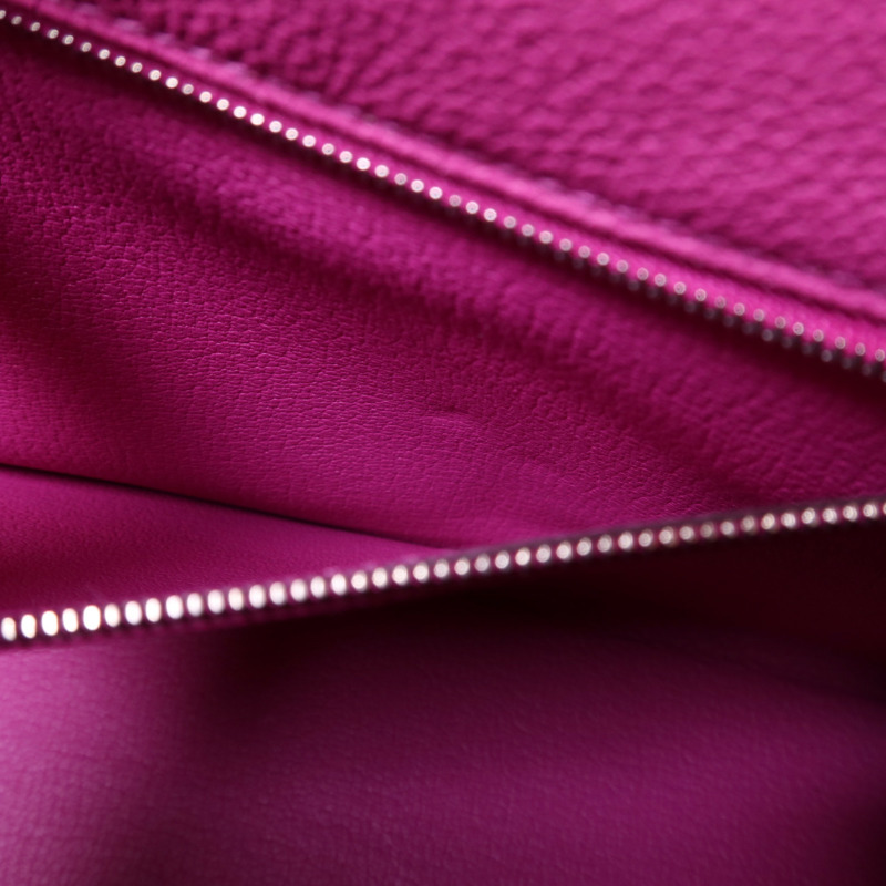 HERMES Togo皮革Kelly 28銀扣手挽肩背兩用袋Rose Pourpre-17
