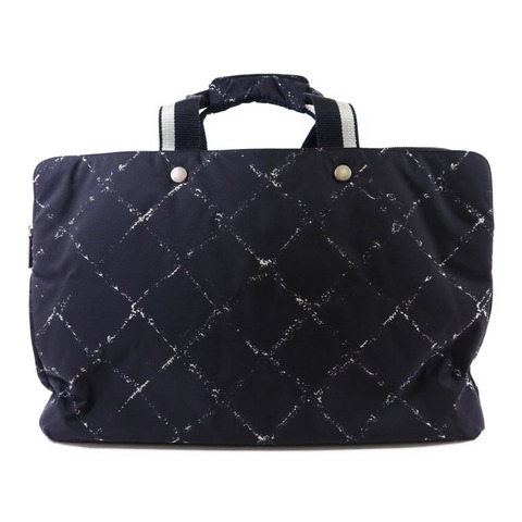 CHANEL 尼龍Travel Line Boston Bag銀扣手挽袋