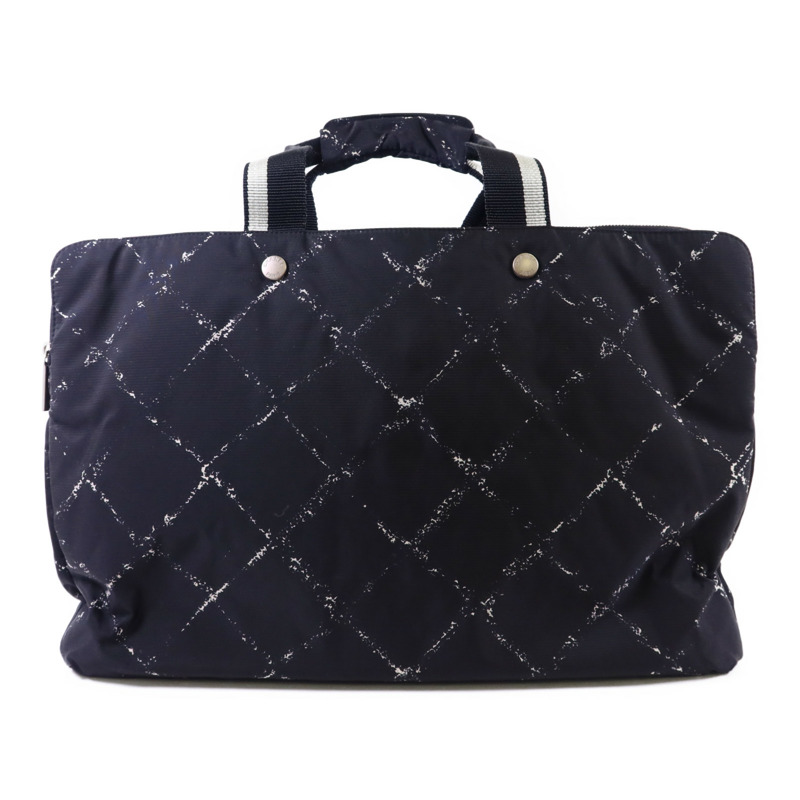 CHANEL 尼龍Travel Line Boston Bag銀扣手挽袋-0