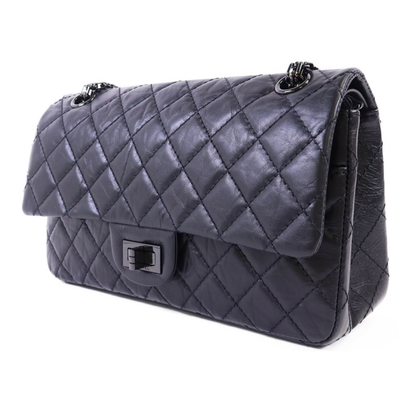 CHANEL 牛皮皮革2.55 So Black鏈帶肩背袋-2