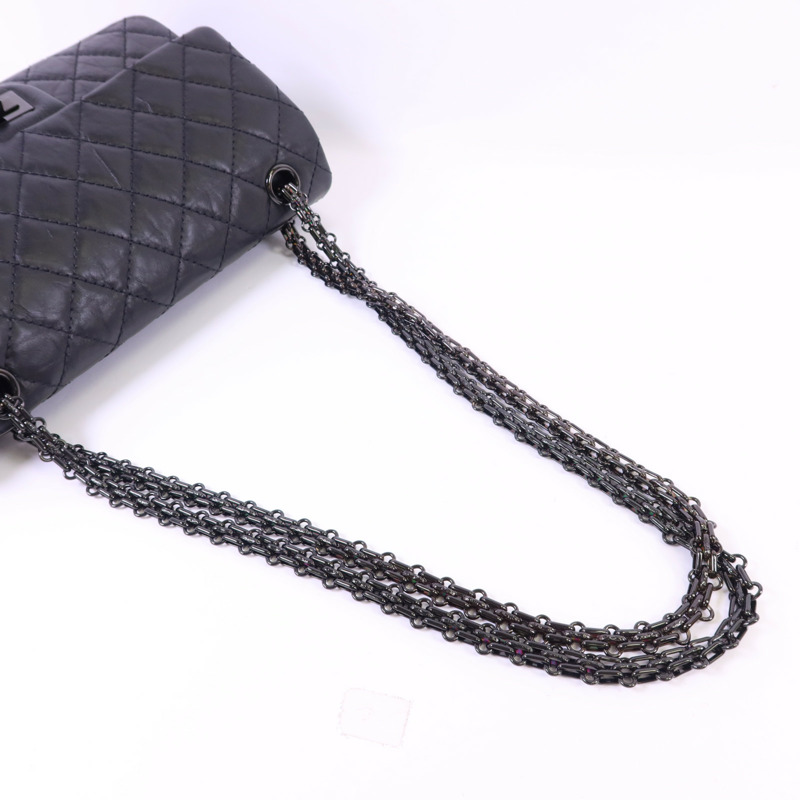 CHANEL 牛皮皮革2.55 So Black鏈帶肩背袋-5