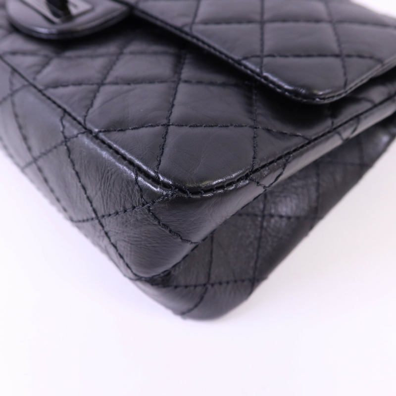 CHANEL 牛皮皮革2.55 So Black鏈帶肩背袋-12