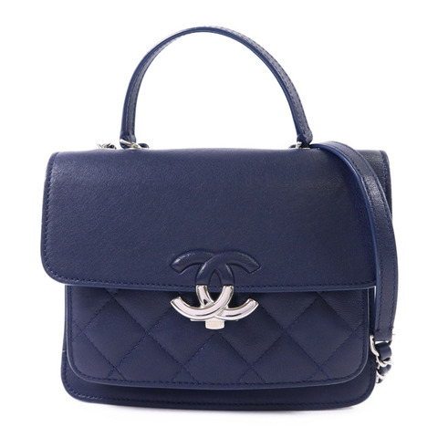 CHANEL 牛皮皮革2 Way Chain Shoulder Bag銀扣鏈帶肩背袋