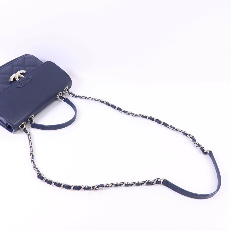 CHANEL 牛皮皮革2 Way Chain Shoulder Bag銀扣鏈帶肩背袋-4