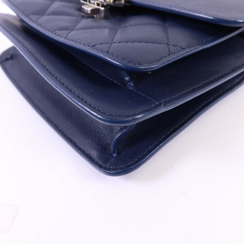 CHANEL 牛皮皮革2 Way Chain Shoulder Bag銀扣鏈帶肩背袋-13