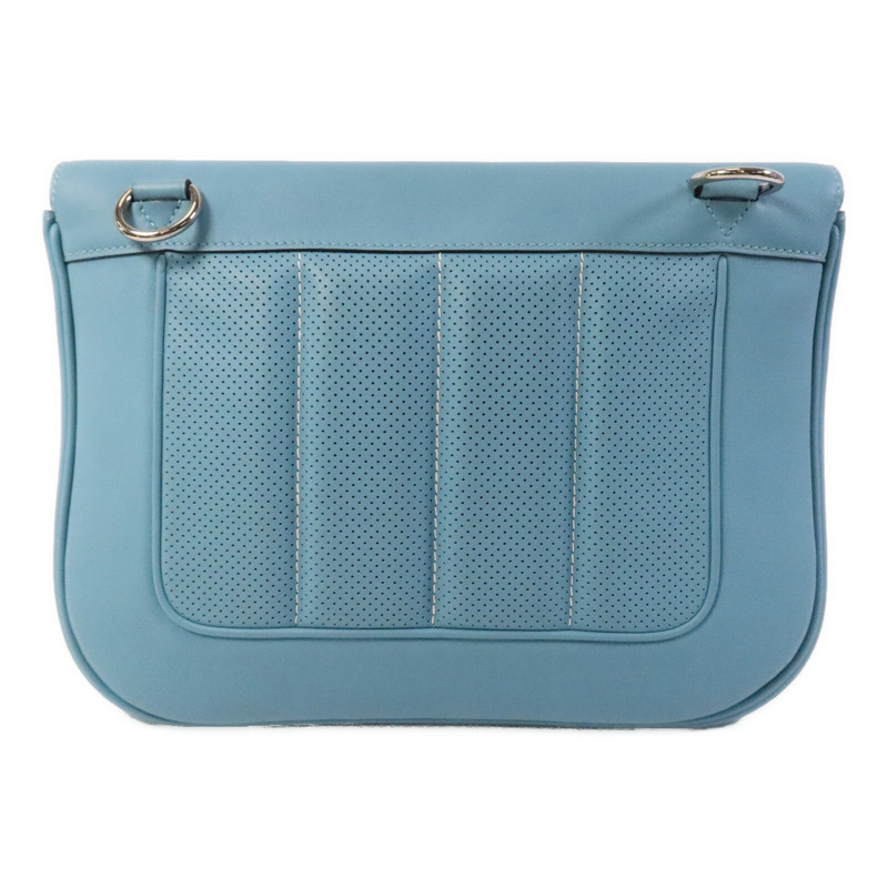 HERMES Swift皮革Berline 28銀扣肩背袋Bleu Atoll-1