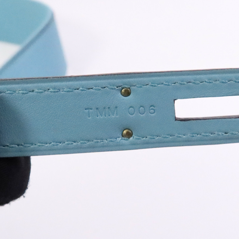 HERMES Swift皮革Berline 28銀扣肩背袋Bleu Atoll-7