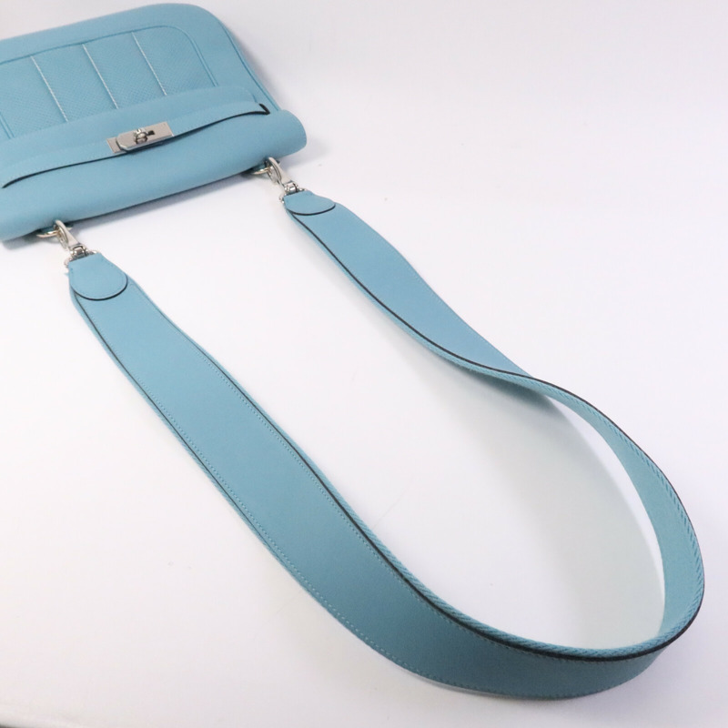 HERMES Swift皮革Berline 28銀扣肩背袋Bleu Atoll-8