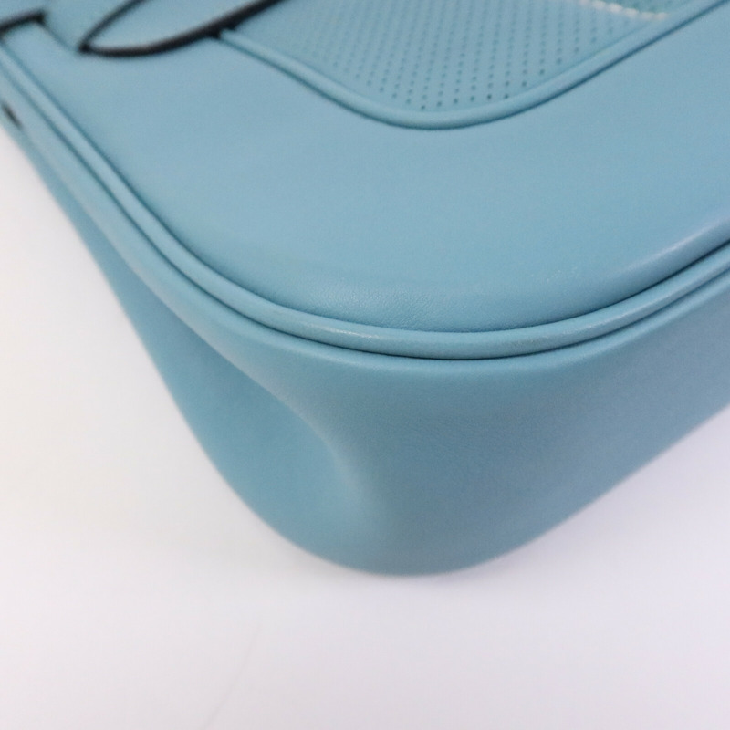 HERMES Swift皮革Berline 28銀扣肩背袋Bleu Atoll-10