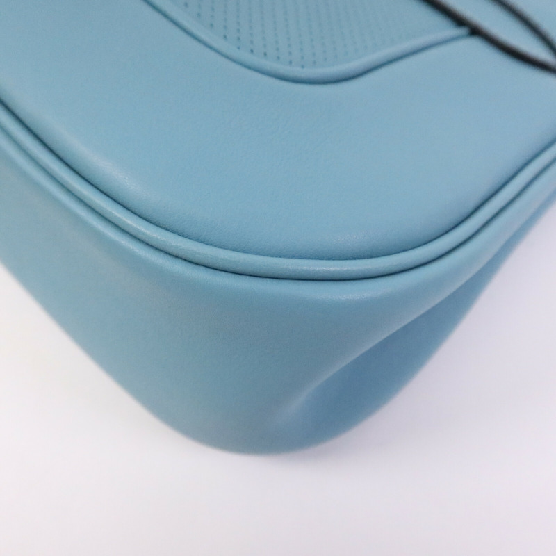 HERMES Swift皮革Berline 28銀扣肩背袋Bleu Atoll-11