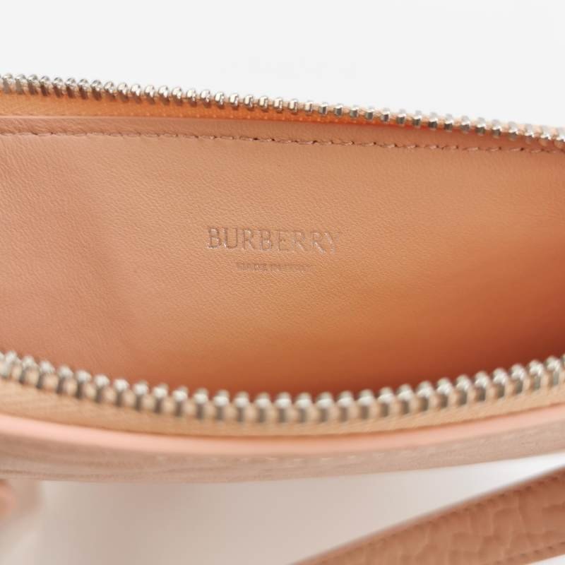 Burberry Chess牛皮純色拉鏈馬術騎士Logo壓紋斜挎包單肩包 9.8新-7