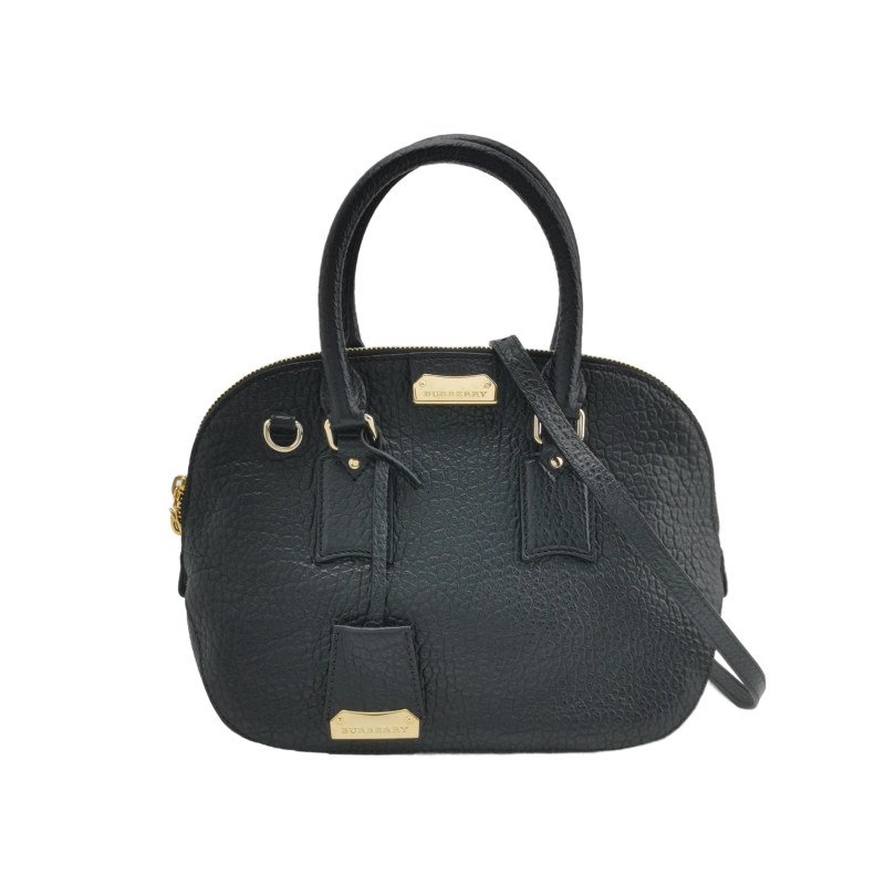 Burberry牛皮純色壓紋金屬字母Logo斜挎包單肩包-0