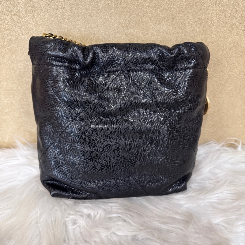 Chanel Mini22Bag 黑荔枝皮 晶片款 離櫃品 背帶可拆-1
