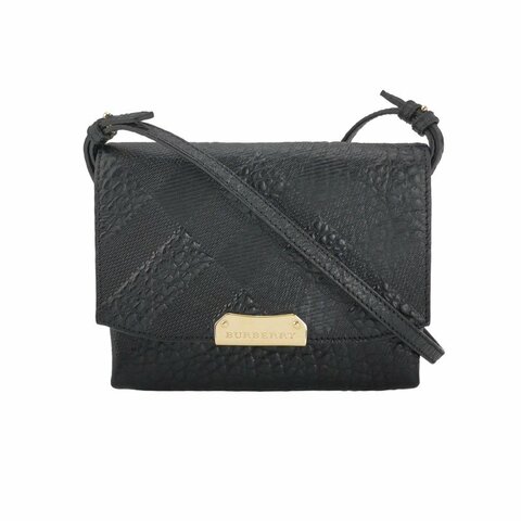Burberry Langley牛皮純色字母Logo斜挎包單肩包