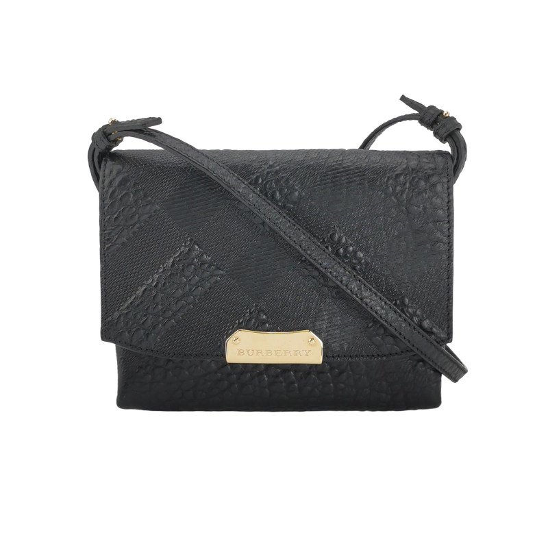 Burberry Langley牛皮純色字母Logo斜挎包單肩包-0