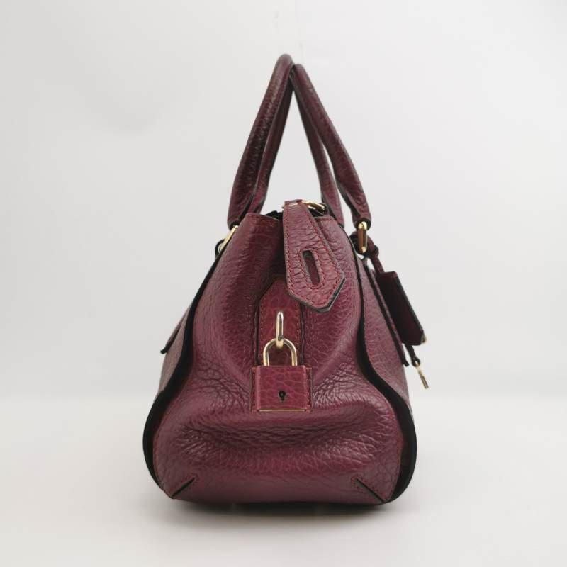 Burberry牛皮純色logo徽標單肩包-3