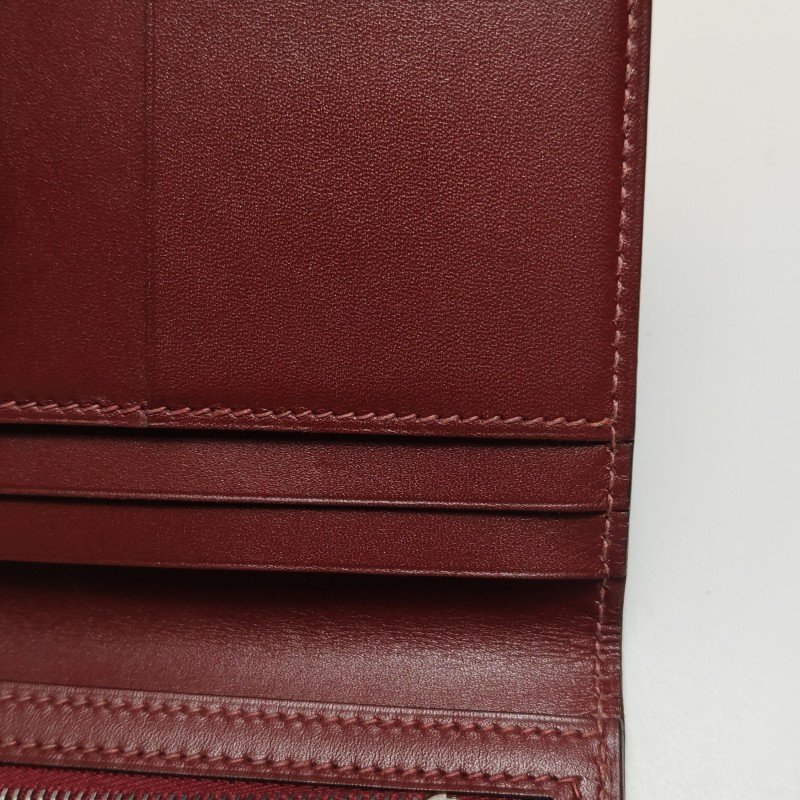 Hermes Bearn標誌H袢帶錢包Box Calf牛皮銀扣57波爾多酒紅框I刻-7
