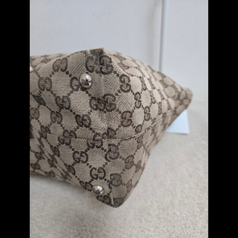 Gucci 古馳 經典大馬銜扣 GG 老花帆布大托特包-12