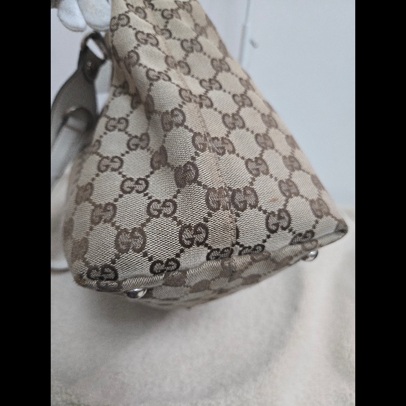 Gucci 古馳 經典大馬銜扣 GG 老花帆布大托特包-16