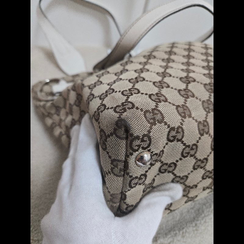 Gucci 古馳 經典大馬銜扣 GG 老花帆布大托特包-18