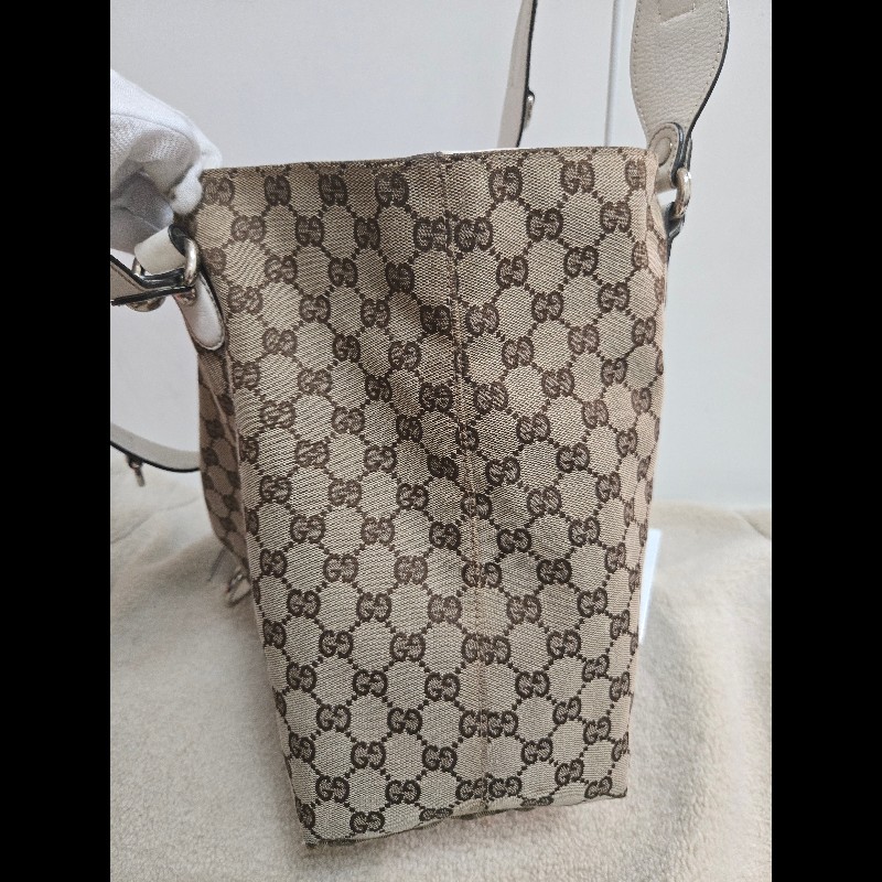 Gucci 古馳 經典大馬銜扣 GG 老花帆布大托特包-22