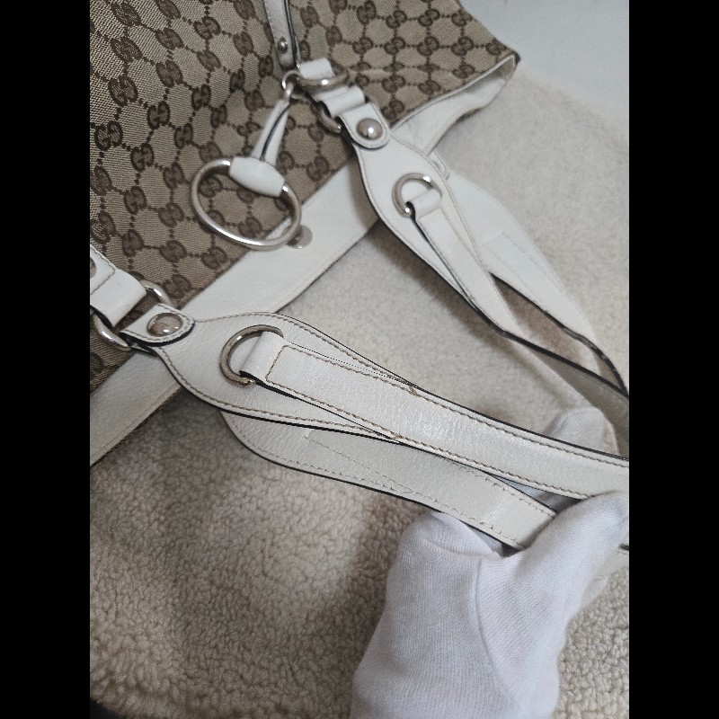 Gucci 古馳 經典大馬銜扣 GG 老花帆布大托特包-32