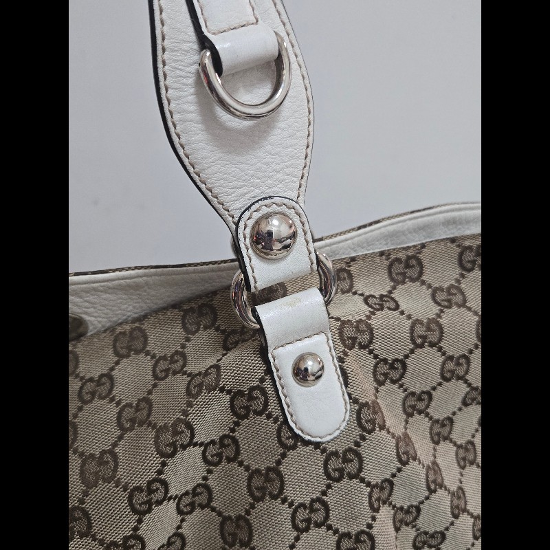 Gucci 古馳 經典大馬銜扣 GG 老花帆布大托特包-40