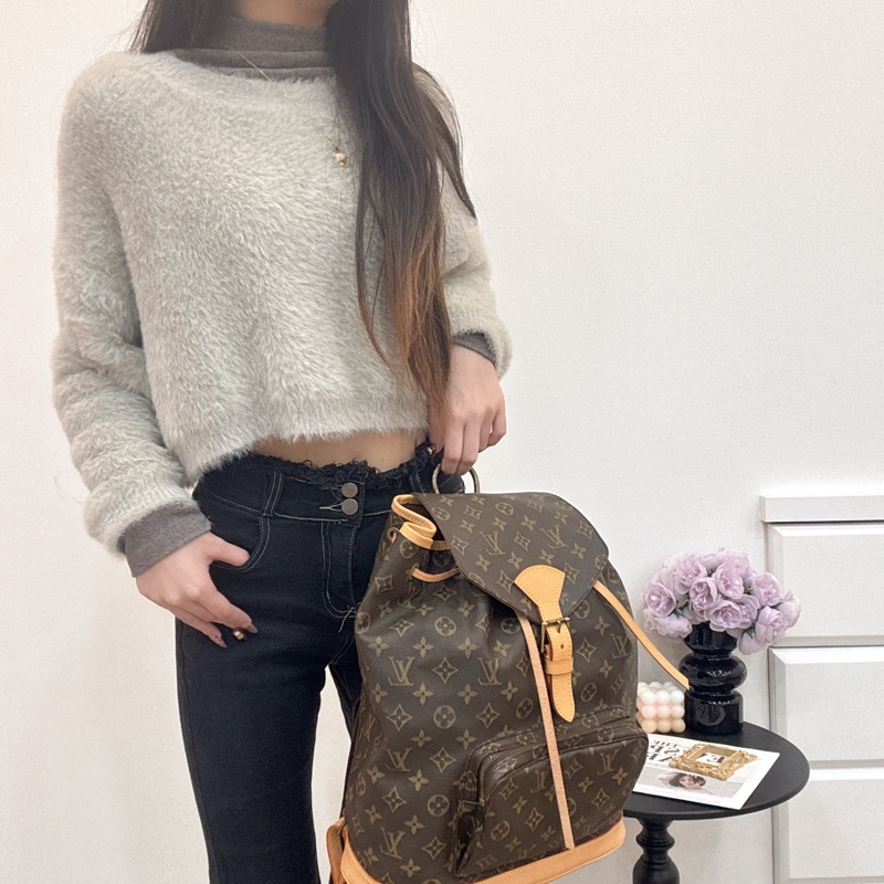 LV Montsouris 老花雙肩包 vintage 二手 後背 手提-3