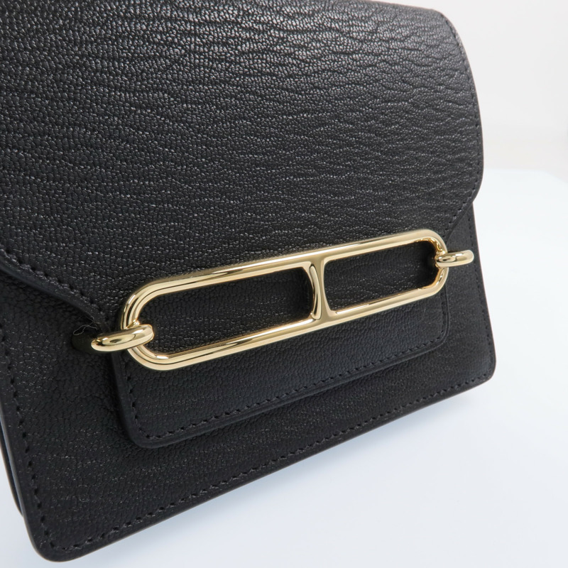 HERMES Chevre皮革Roulis Slim金扣錢包Noir-6