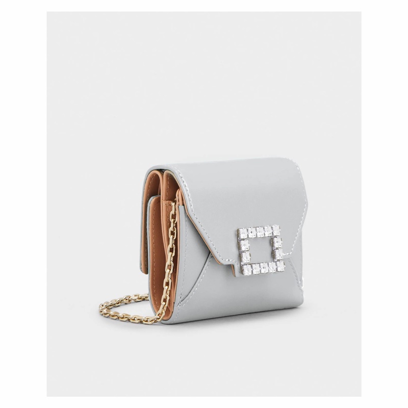 Roger Vivier 女士 鑽扣鏈條迷你錢包均碼碼10cm*3.5cm*8cm-2