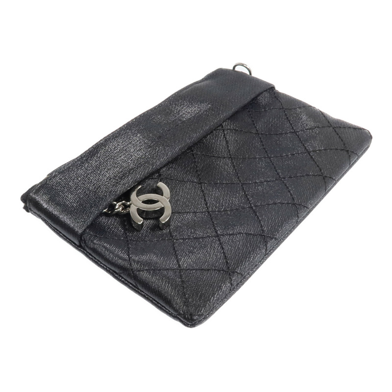 CHANEL 帆布Pouch銀扣手拿包-3