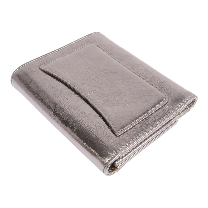 CHANEL 牛皮皮革Fold Wallet銀扣錢包-4