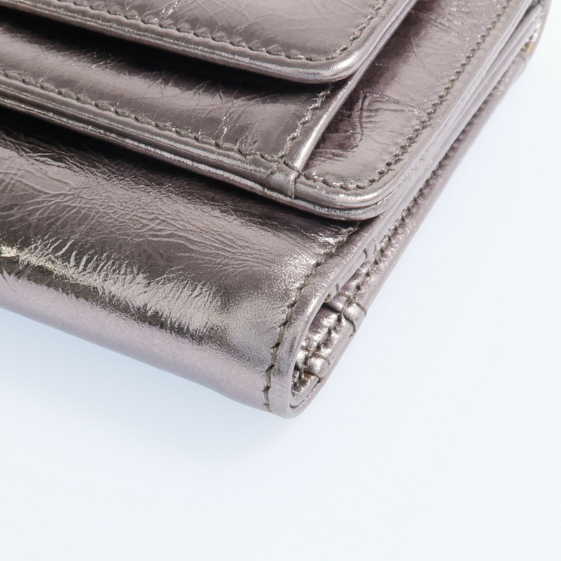 CHANEL 牛皮皮革Fold Wallet銀扣錢包-7