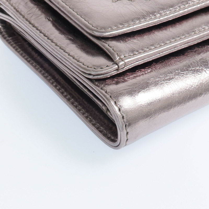 CHANEL 牛皮皮革Fold Wallet銀扣錢包-8