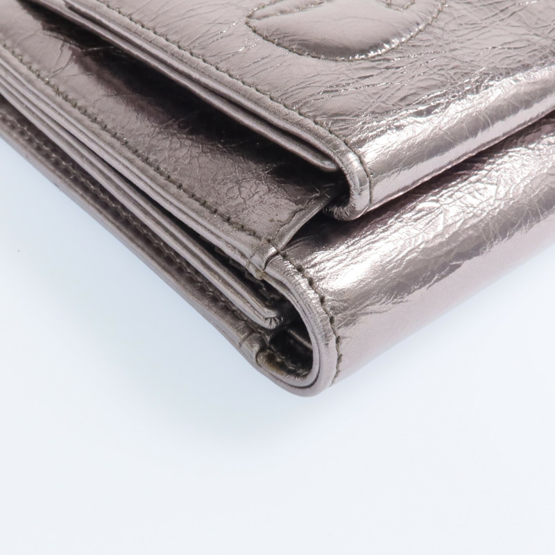 CHANEL 牛皮皮革Fold Wallet銀扣錢包-9