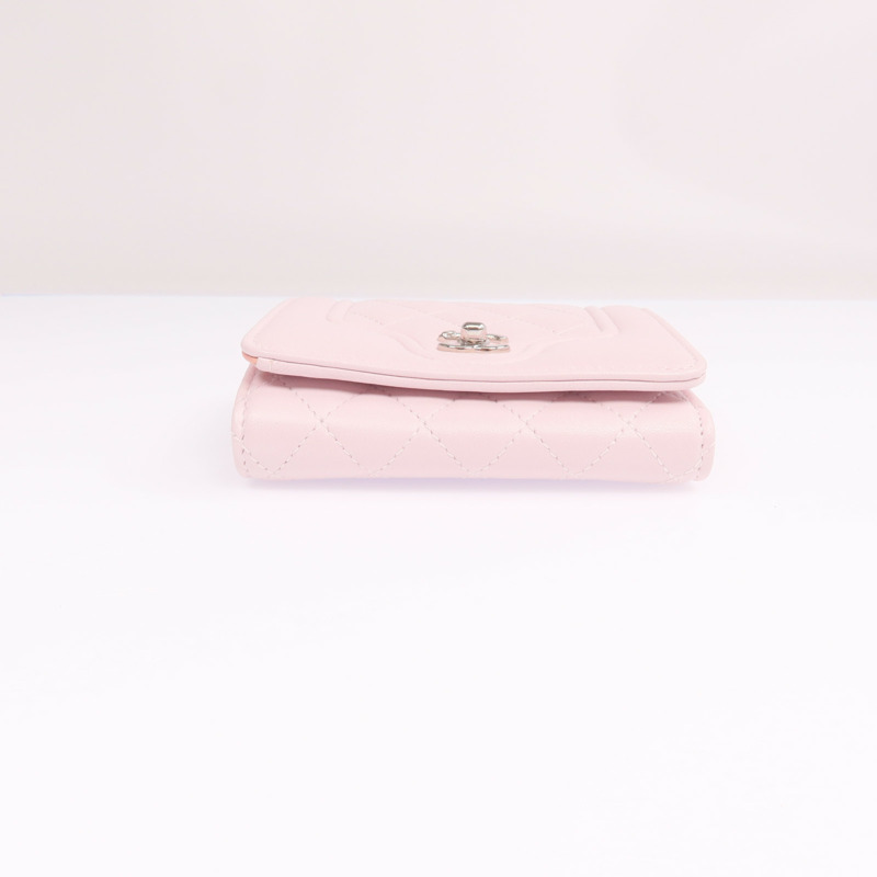 CHANEL 羊皮皮革Wallet銀扣錢包-4