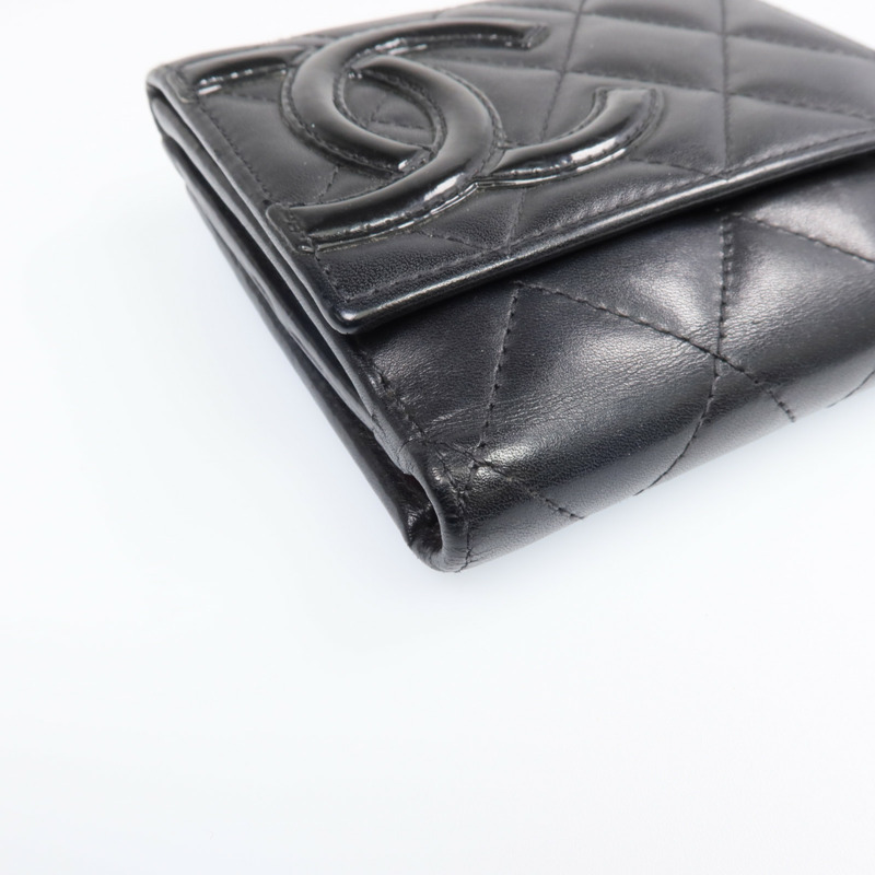 CHANEL 牛皮皮革Cambon Wallet銀扣錢包-7