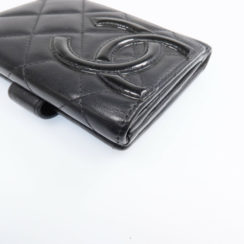 CHANEL 牛皮皮革Cambon Wallet銀扣錢包-9