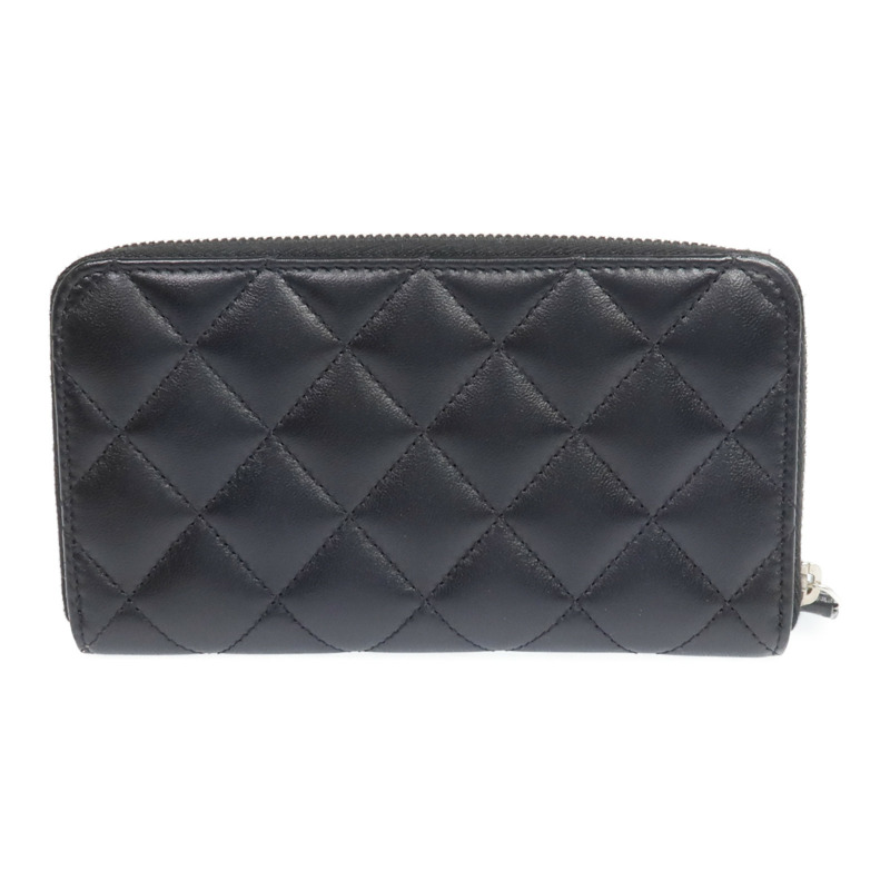 CHANEL 羊皮皮革Zipper Wallet銀扣長錢包-1