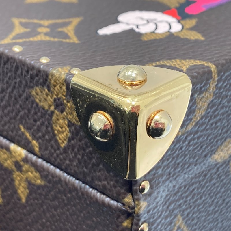 LOUIS VUITTON 路易威登 M92477 TAKASHI MURAKAMI 棕色經典老花 PVC 村上隆合作款 珠寶盒 化妝包 手提包-6