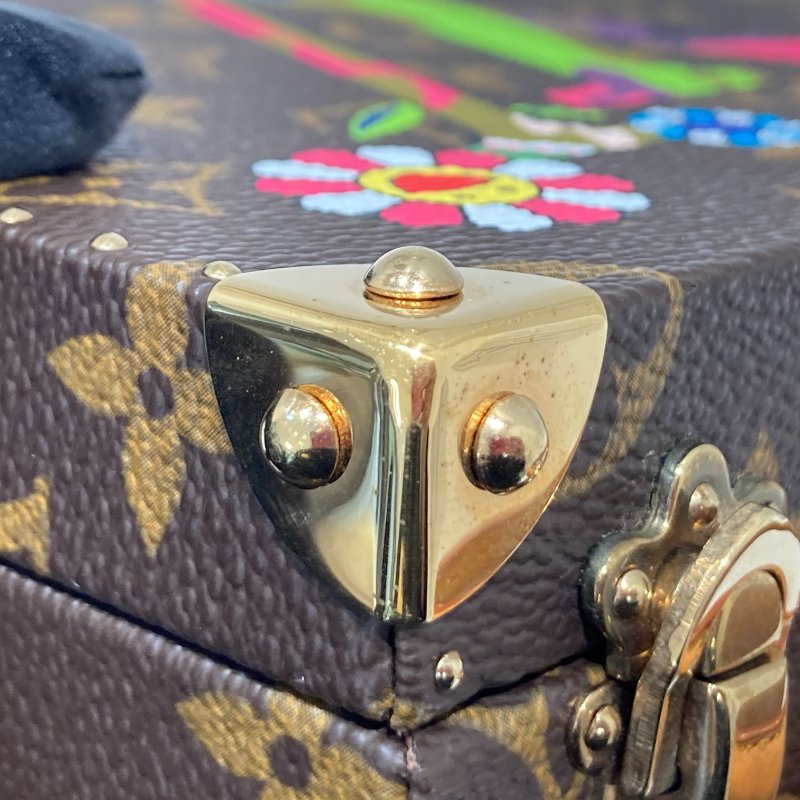 LOUIS VUITTON 路易威登 M92477 TAKASHI MURAKAMI 棕色經典老花 PVC 村上隆合作款 珠寶盒 化妝包 手提包-8
