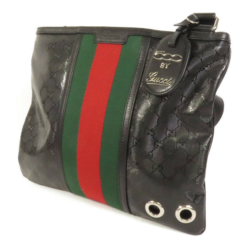 GUCCI 塗層帆布Shoulder Bag銀扣肩背袋-2