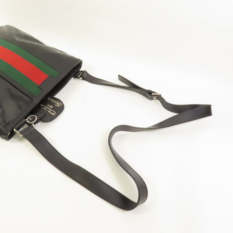 GUCCI 塗層帆布Shoulder Bag銀扣肩背袋-4