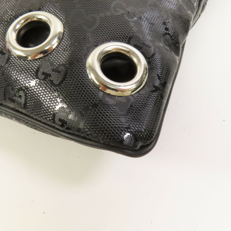 GUCCI 塗層帆布Shoulder Bag銀扣肩背袋-15