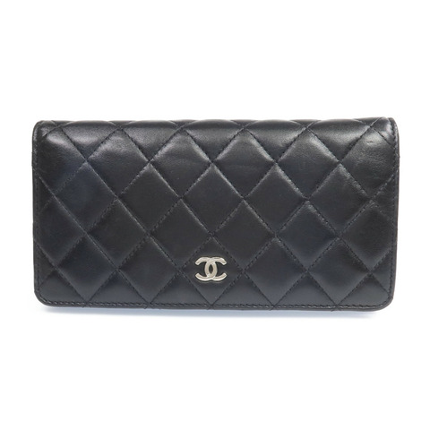 CHANEL 羊皮皮革Long Wallet銀扣長錢包