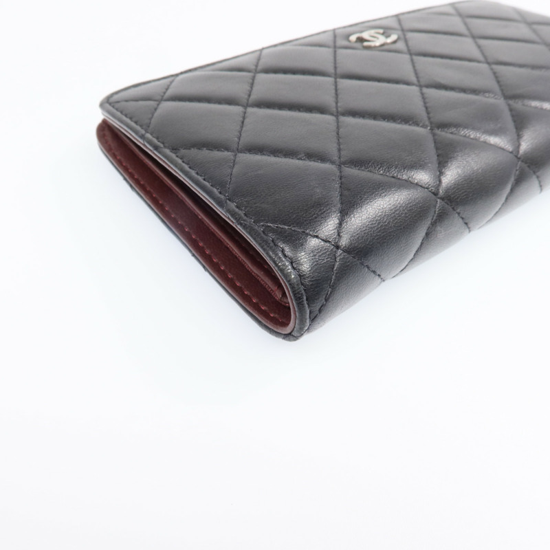 CHANEL 羊皮皮革Long Wallet銀扣長錢包-8