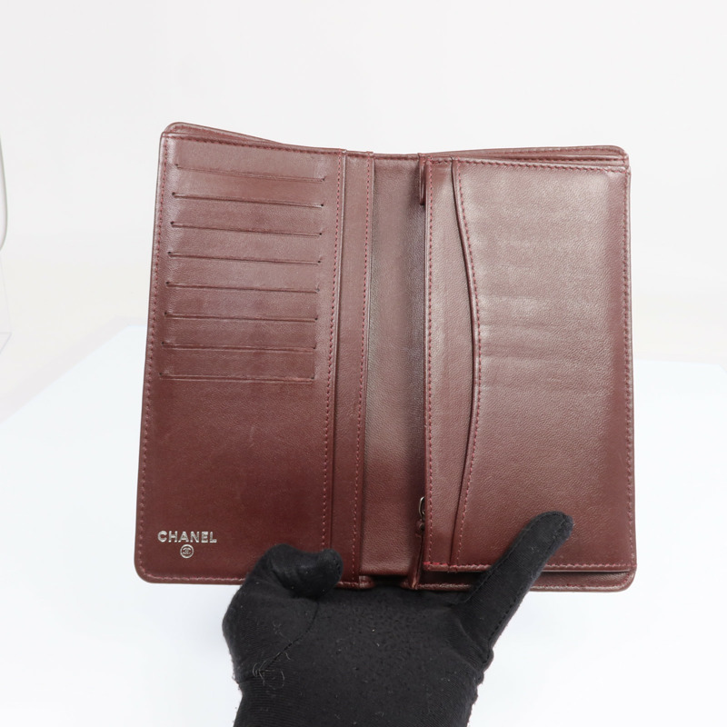 CHANEL 羊皮皮革Long Wallet銀扣長錢包-11