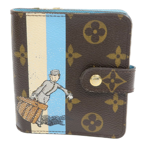 LOUIS VUITTON Monogram Groom Compact Zip Wallet金扣錢包
